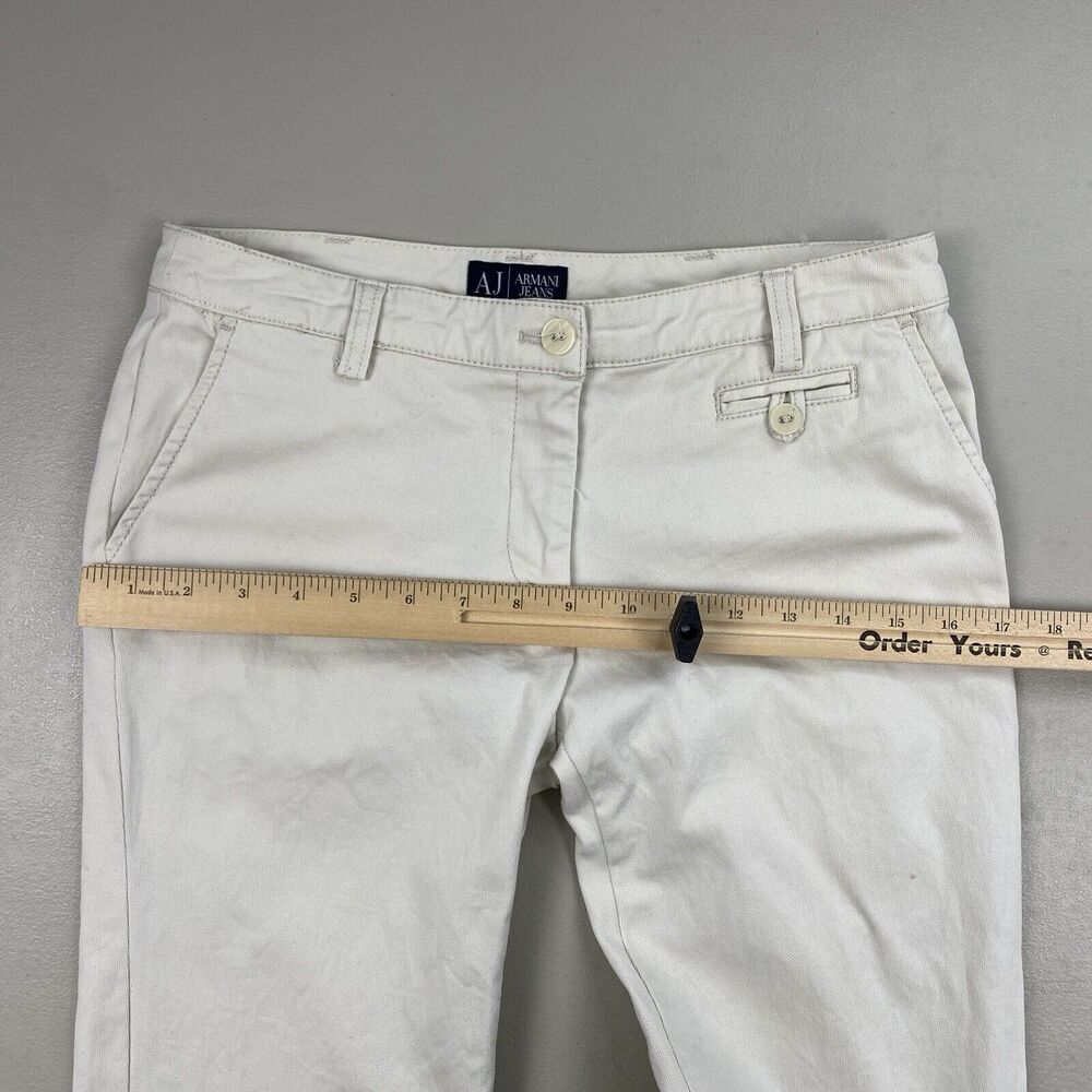 Armani Jeans Womens 28 Beige Mid Rise Ankle Straight Stretch 30x27 Neutral AJ - Picture 9 of 16